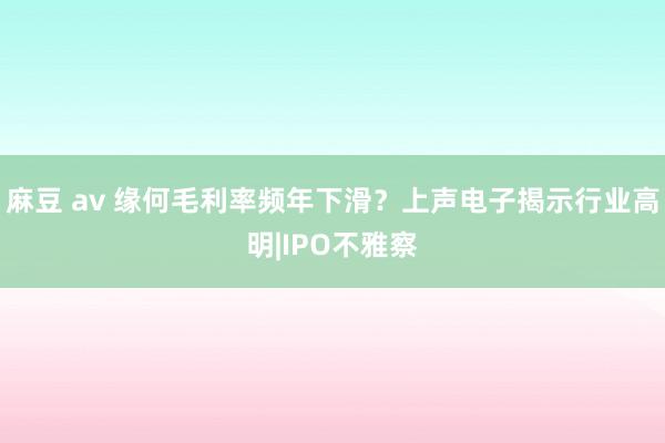 麻豆 av 缘何毛利率频年下滑？上声电子揭示行业高明|IPO不雅察