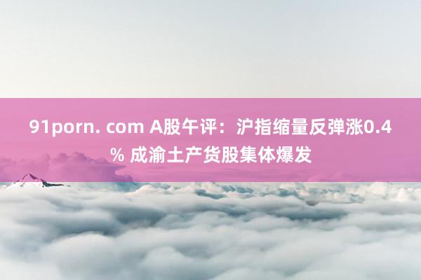 91porn. com A股午评：沪指缩量反弹涨0.4% 成渝土产货股集体爆发