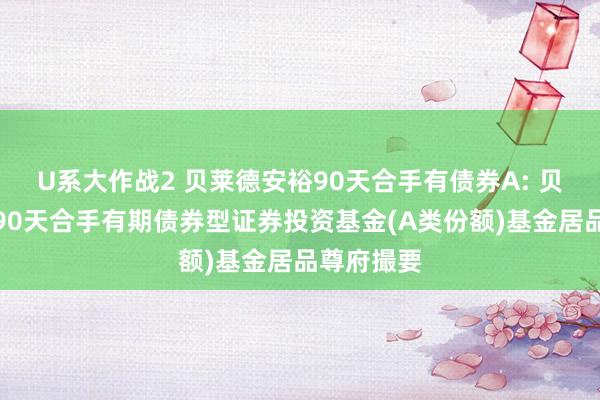 U系大作战2 贝莱德安裕90天合手有债券A: 贝莱德安裕90天合手有期债券型证券投资基金(A类份额)基金居品尊府撮要