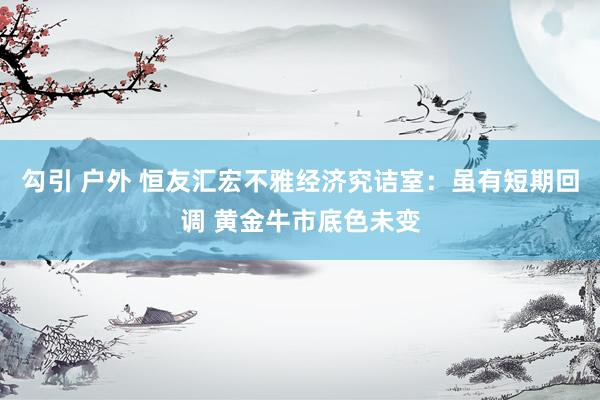 勾引 户外 恒友汇宏不雅经济究诘室：虽有短期回调 黄金牛市底色未变