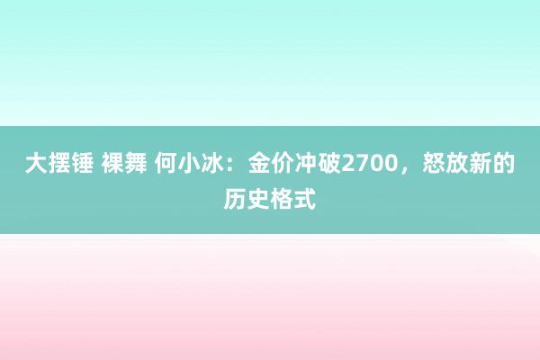 大摆锤 裸舞 何小冰：金价冲破2700，怒放新的历史格式