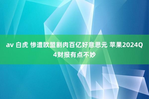 av 白虎 惨遭欧盟割肉百亿好意思元 苹果2024Q4财报有点不妙