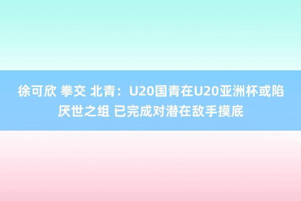 徐可欣 拳交 北青：U20国青在U20亚洲杯或陷厌世之组 已完成对潜在敌手摸底