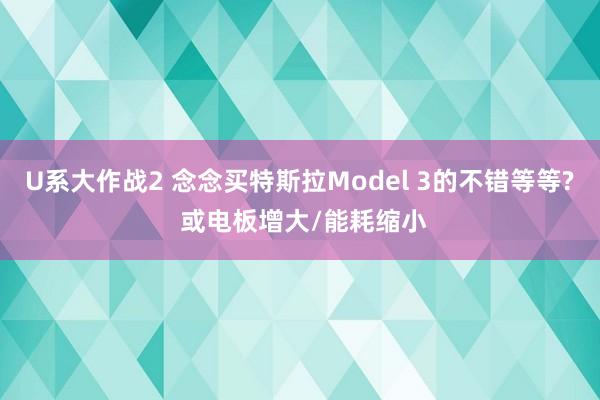 U系大作战2 念念买特斯拉Model 3的不错等等? 或电板增大/能耗缩小