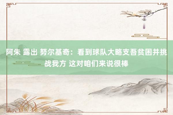 阿朱 露出 努尔基奇：看到球队大略支吾贫困并挑战我方 这对咱们来说很棒