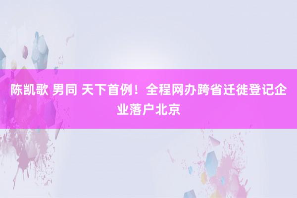 陈凯歌 男同 天下首例！全程网办跨省迁徙登记企业落户北京