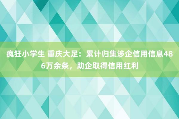 疯狂小学生 重庆大足：累计归集涉企信用信息486万余条，助企取得信用红利