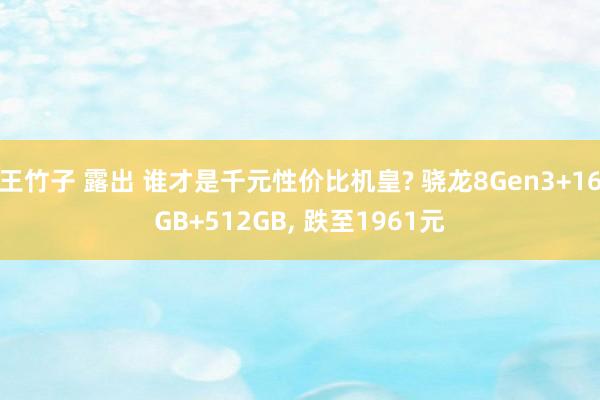 王竹子 露出 谁才是千元性价比机皇? 骁龙8Gen3+16GB+512GB， 跌至1961元