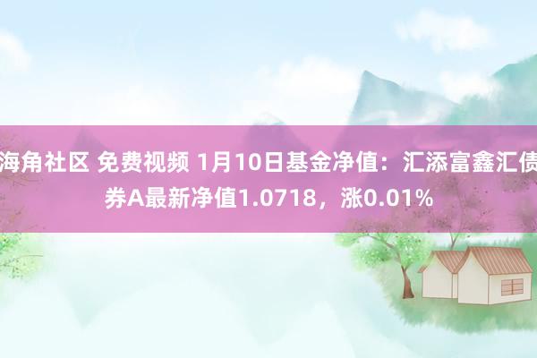 海角社区 免费视频 1月10日基金净值：汇添富鑫汇债券A最新净值1.0718，涨0.01%