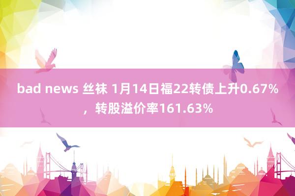 bad news 丝袜 1月14日福22转债上升0.67%，转股溢价率161.63%